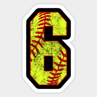 Fastpitch Softball Number 6 #6 Softball Shirt Jersey Uniform Favorite Player Biggest Fan Sticker